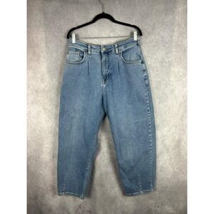 Pilcro and the Letterpress Anthropologie High Rise Pleated Tapered Jeans Blue 30